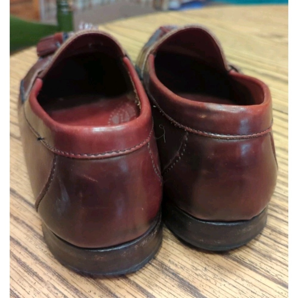 Men's Land's End Burgundy/Brown Leather Lined Tassel Loafers Size 9.5 M - Picture 5 of 10